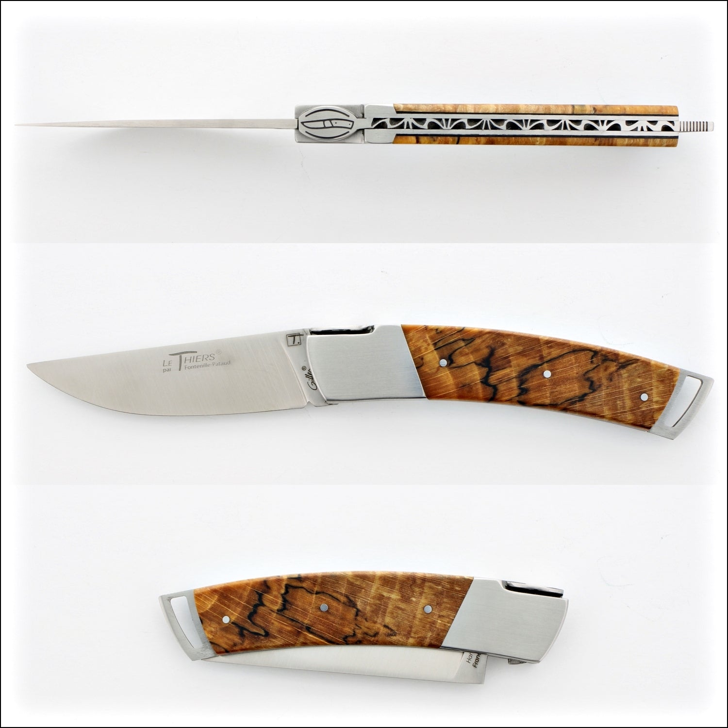 Le Thiers Gentleman 12 cm Pocket Knife Burled Beech End Grain