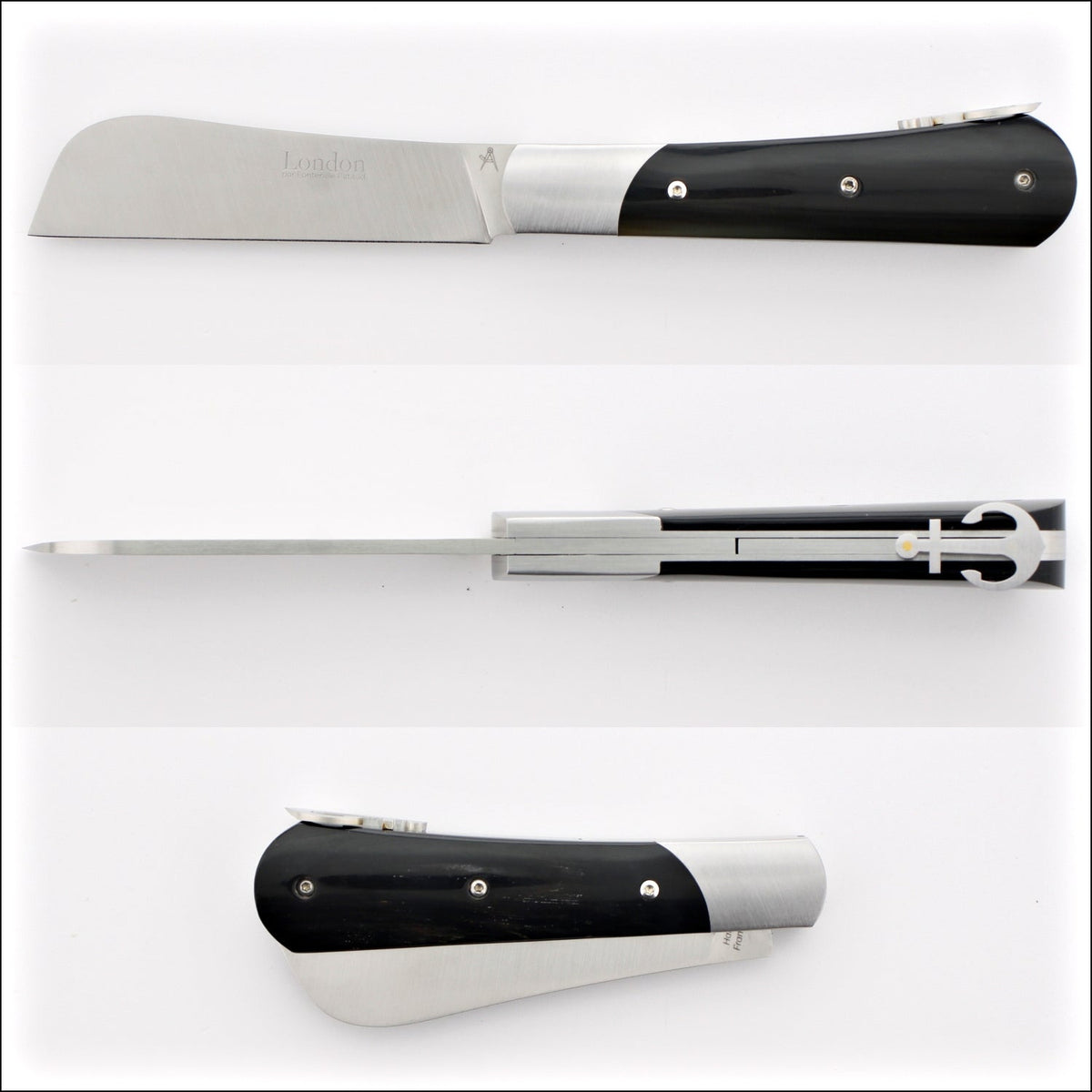 London 11 cm Dark Horn Tip Handle Folding Knife