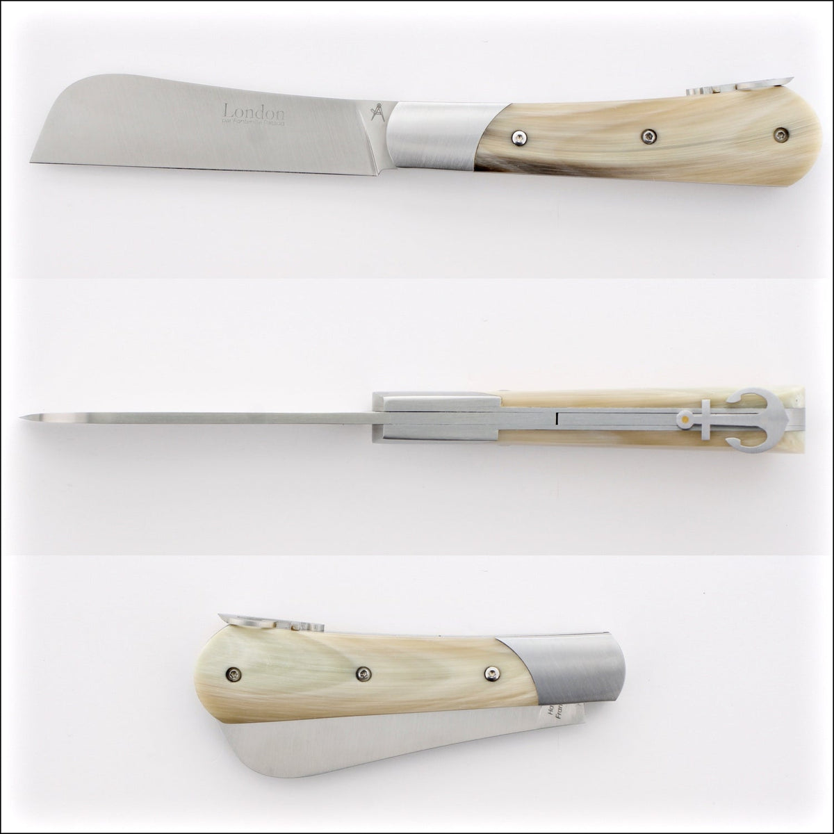 London 11 cm Horn Tip Handle Folding Knife