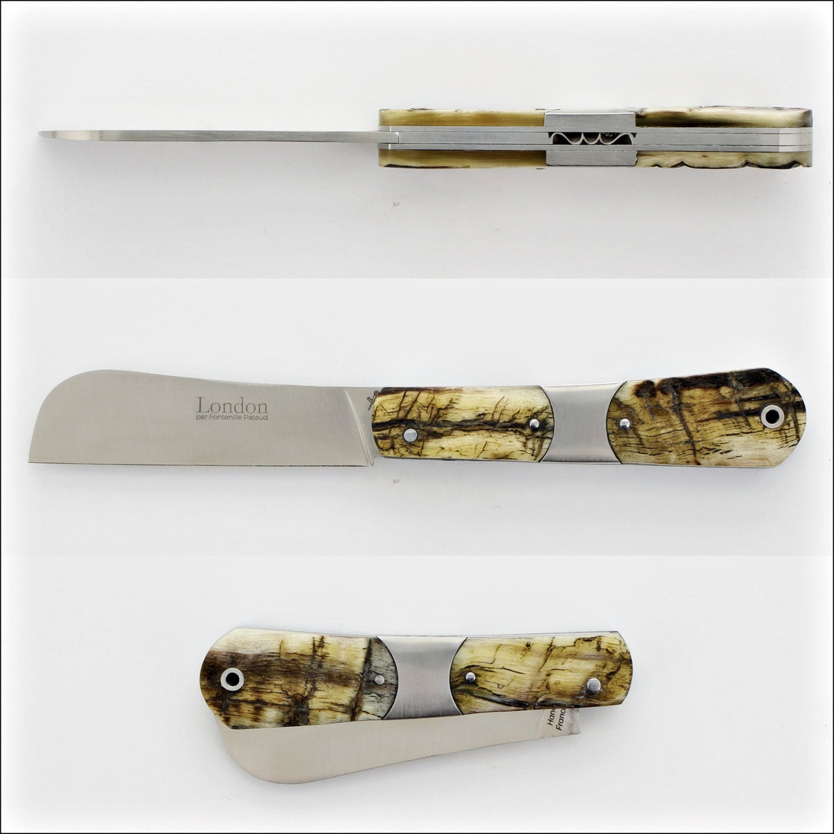 London 9 cm Ram Horn - Multipurpose Knife - Stainless Steel Center