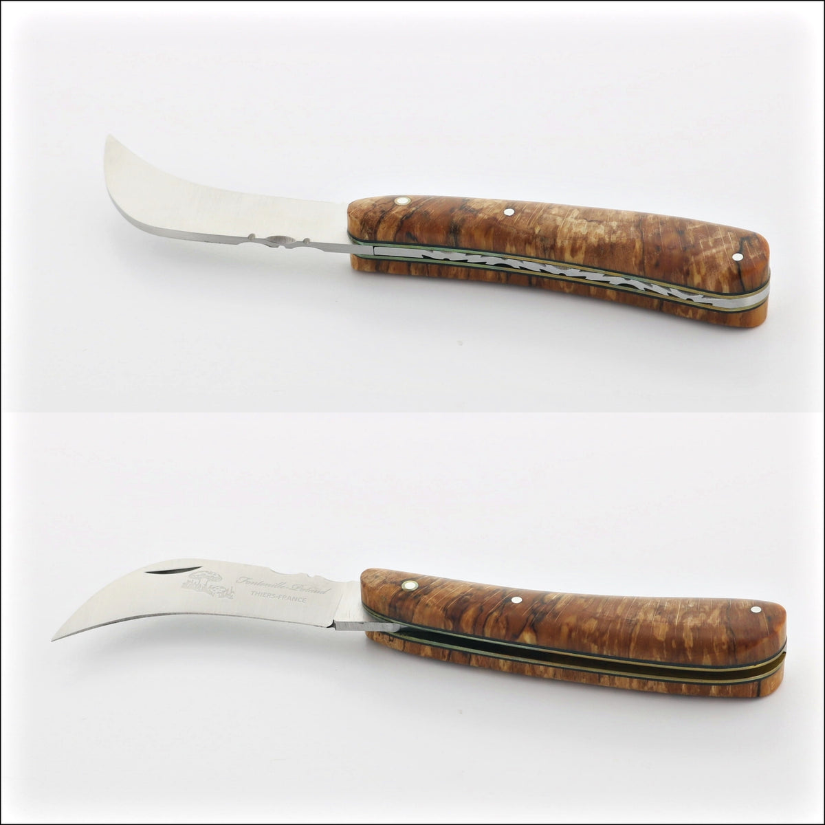 Mushroom Knife - Garden Knife Burled Beech End Grain Handle by Fontenille Pataud