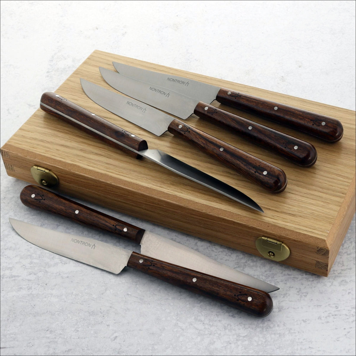 Nontron Steak Knives with Oak Wooden Box - Set of 6