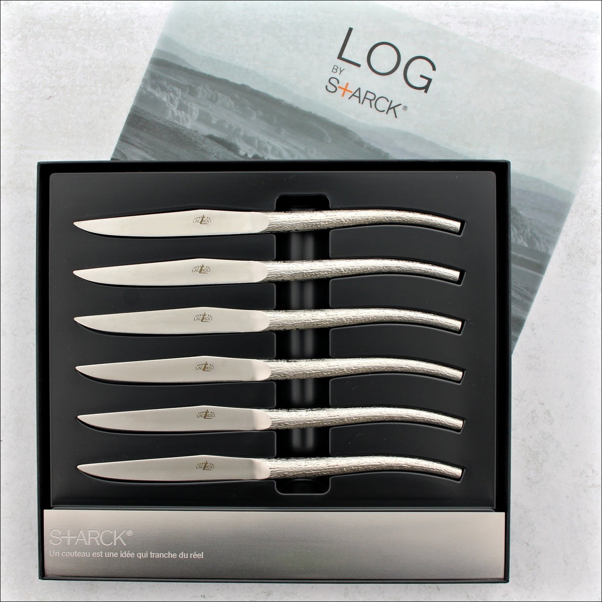 Philippe STARCK Set of 6 LOG table knives -Tree Bark Aspect