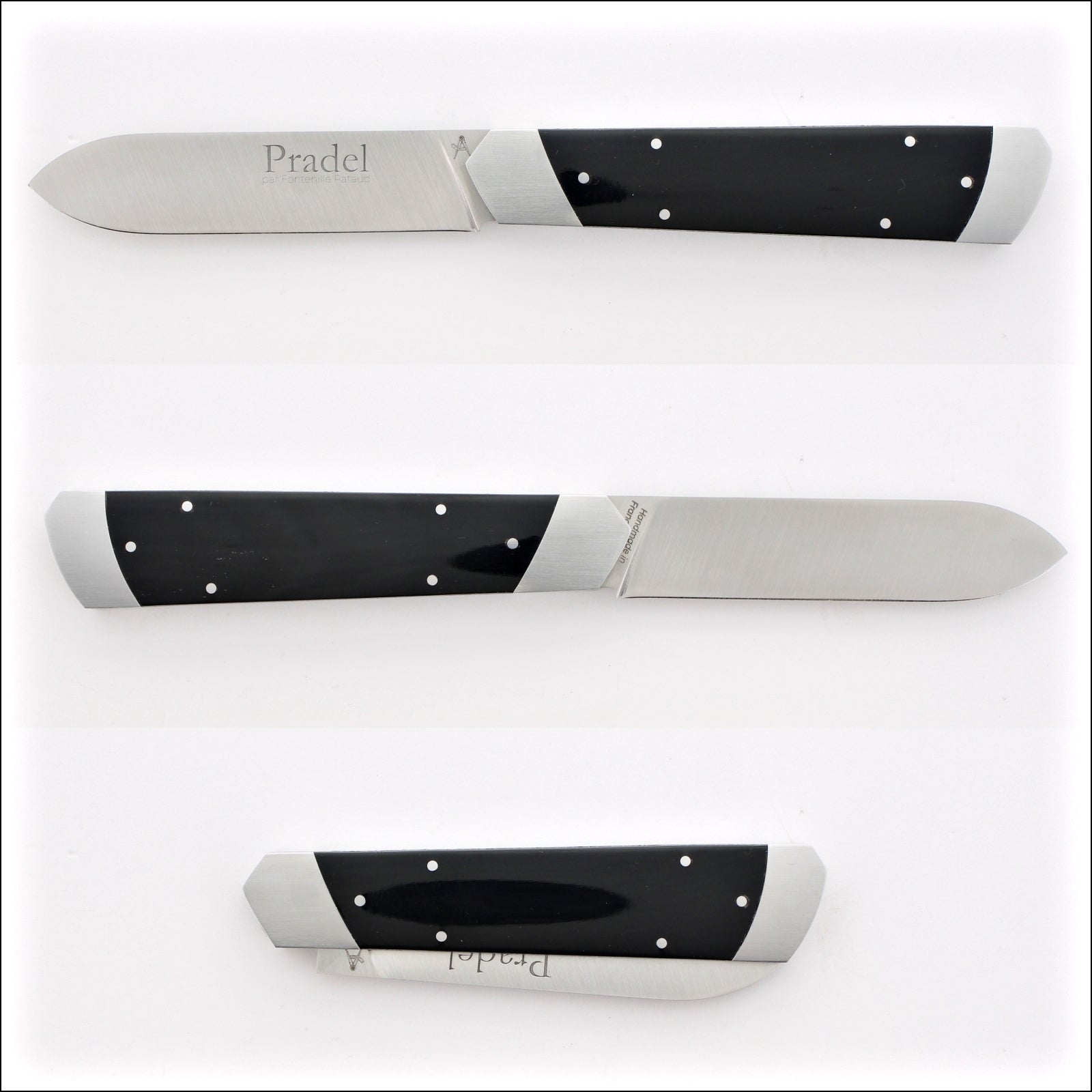 Pradel Folding Knife Black Horn Tip Handle & Lock-Back by Fontenille Pataud