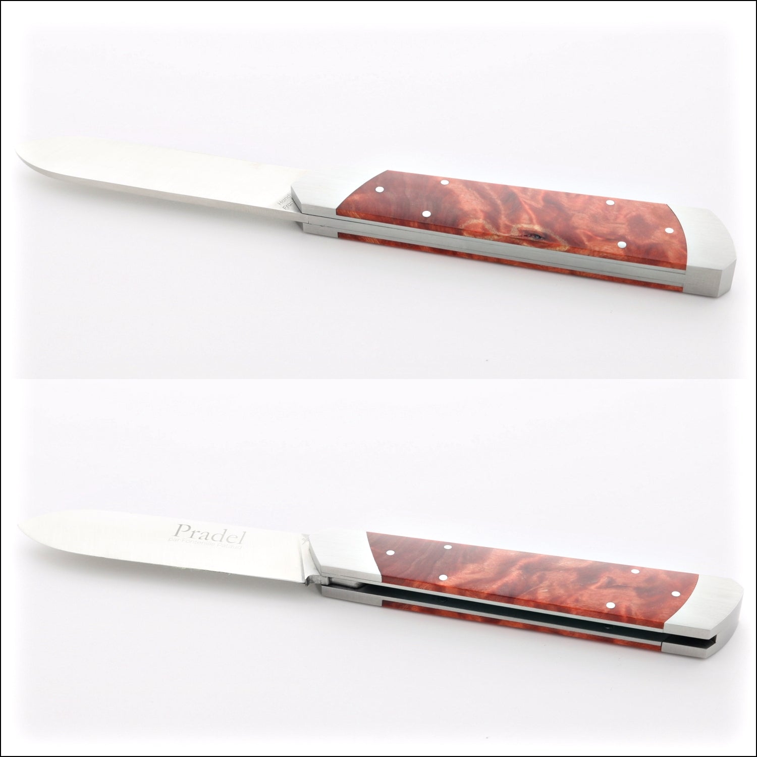 Pradel Knife Red Poplar Burl Handle & Lock-Back by Fontenille Pataud