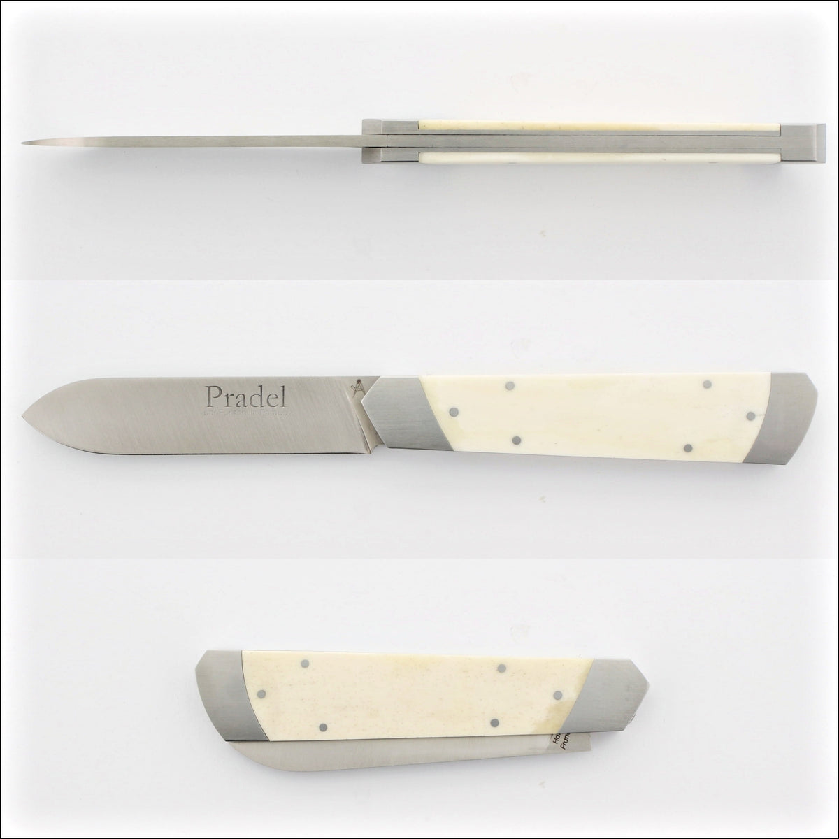Pradel Folding Knife Cattle Bone Handle & Hidden Lock-Back