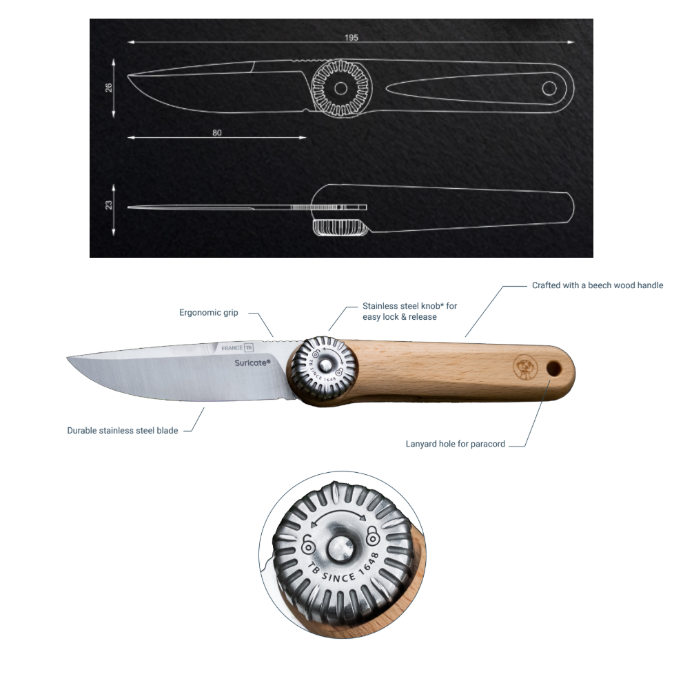 SURICATE® Pocket Knife Beechwood Handle