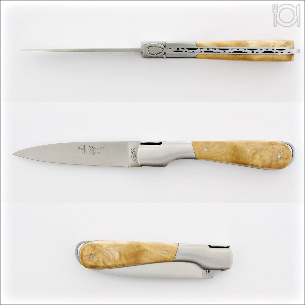 Corsican Sperone Pocket Knife Maple Burl