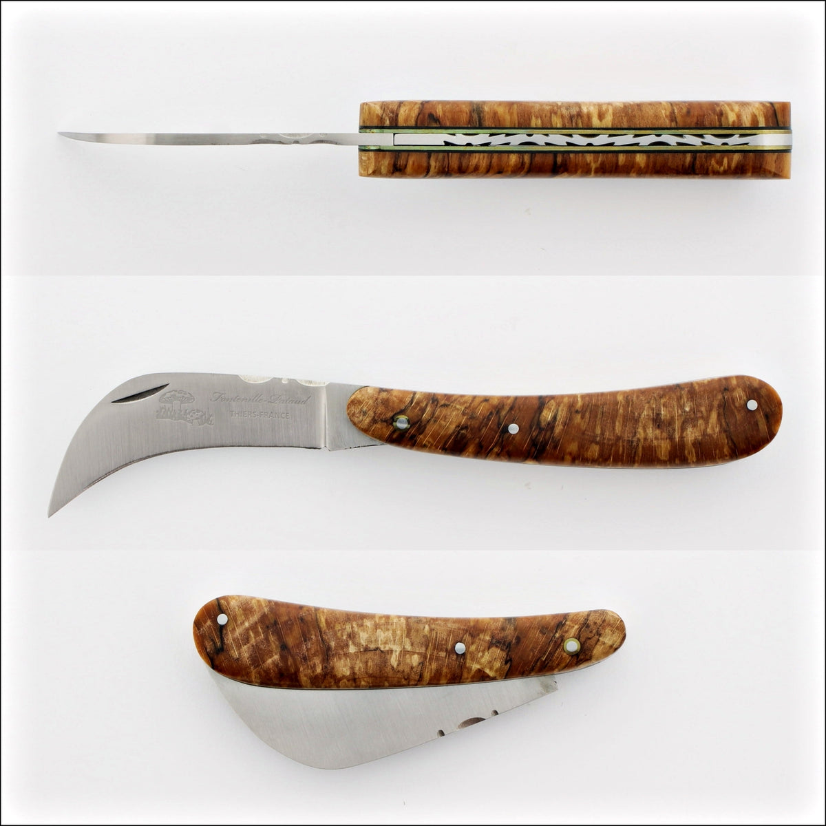 Mushroom Knife - Garden Knife Burled Beech End Grain Handle by Fontenille Pataud