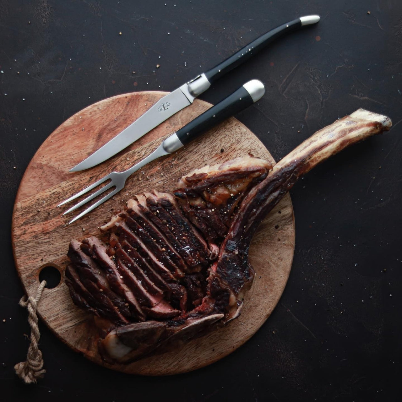 LAGUIOLE CARVING SET EBONY HANDLE BY FORGE DE LAGUIOLE