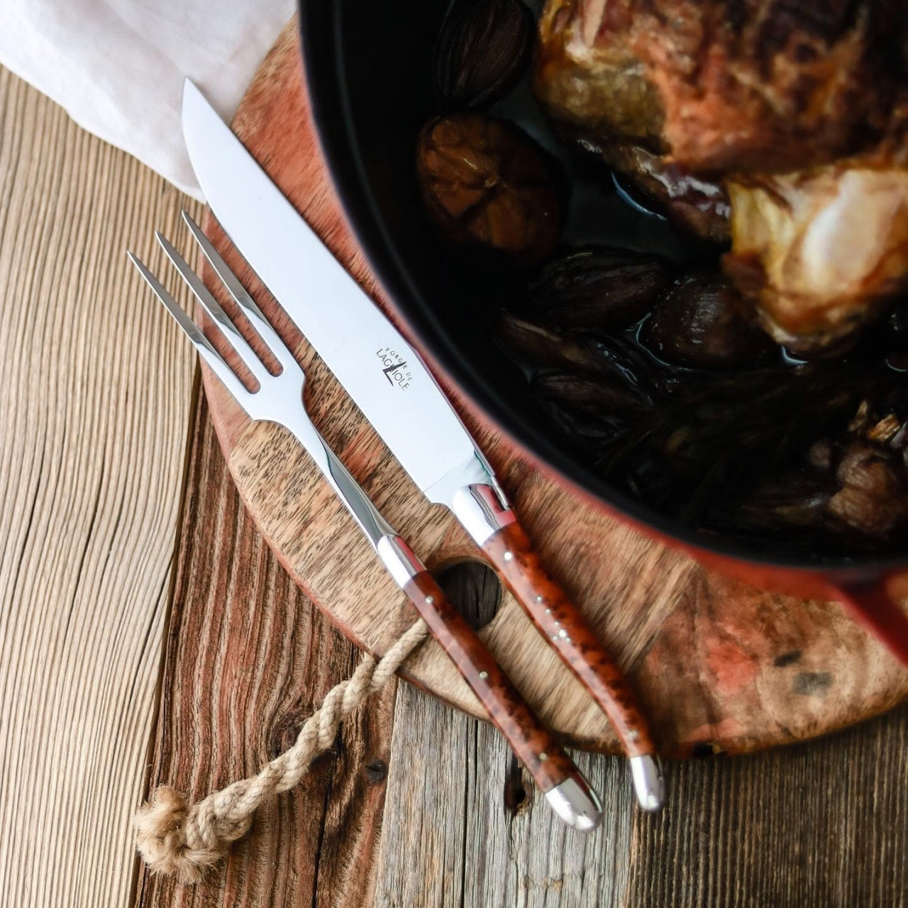 LAGUIOLE CARVING SET AMOURETTE HANDLE BY FORGE DE LAGUIOLE