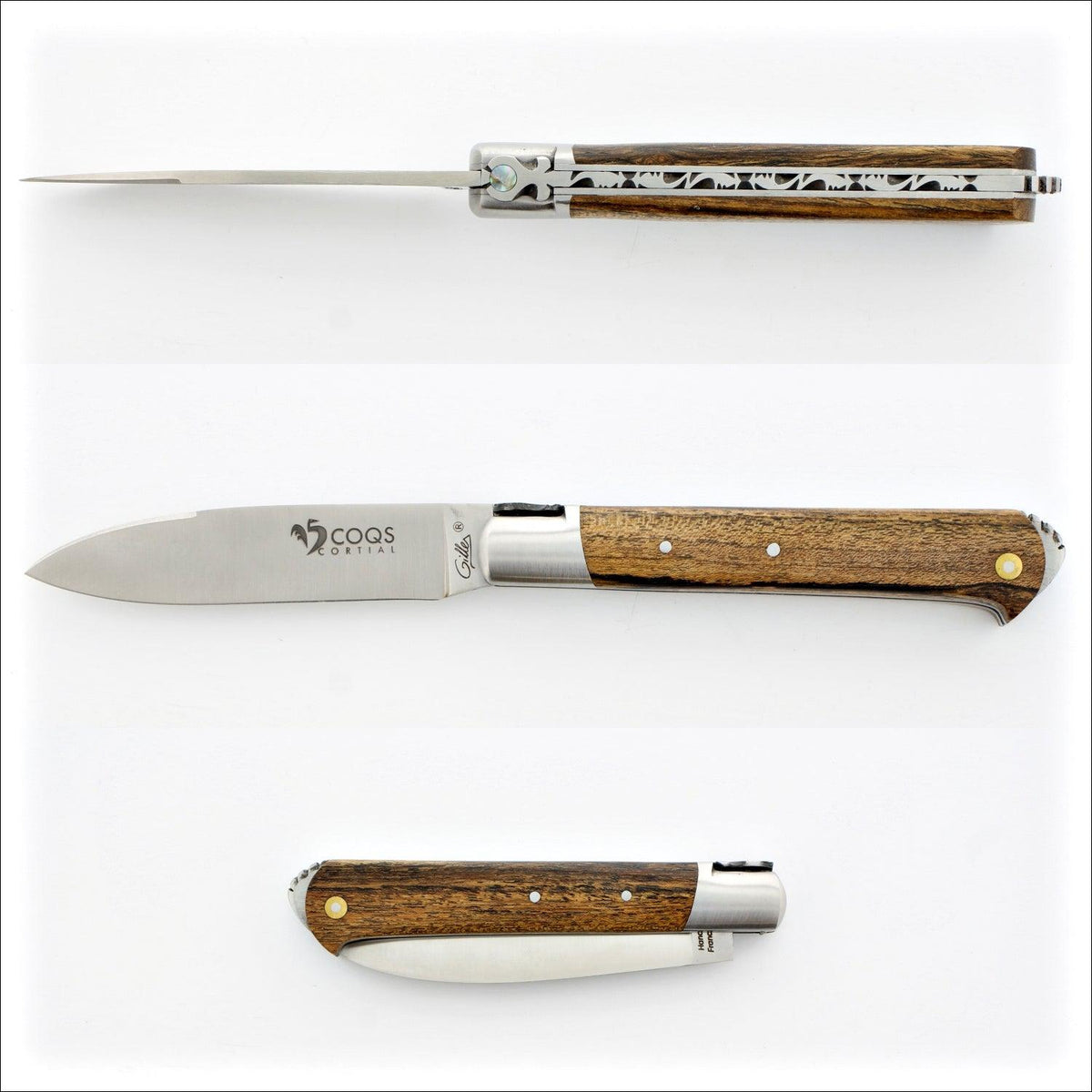 5 Coqs Pocket Knife - Bocote &amp; Mother of Pearl Inlay