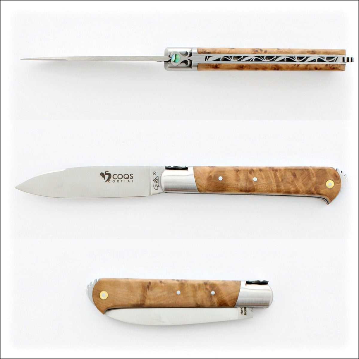 5 Coqs Pocket Knife - Thuya &amp; Mother of Pearl Inlay