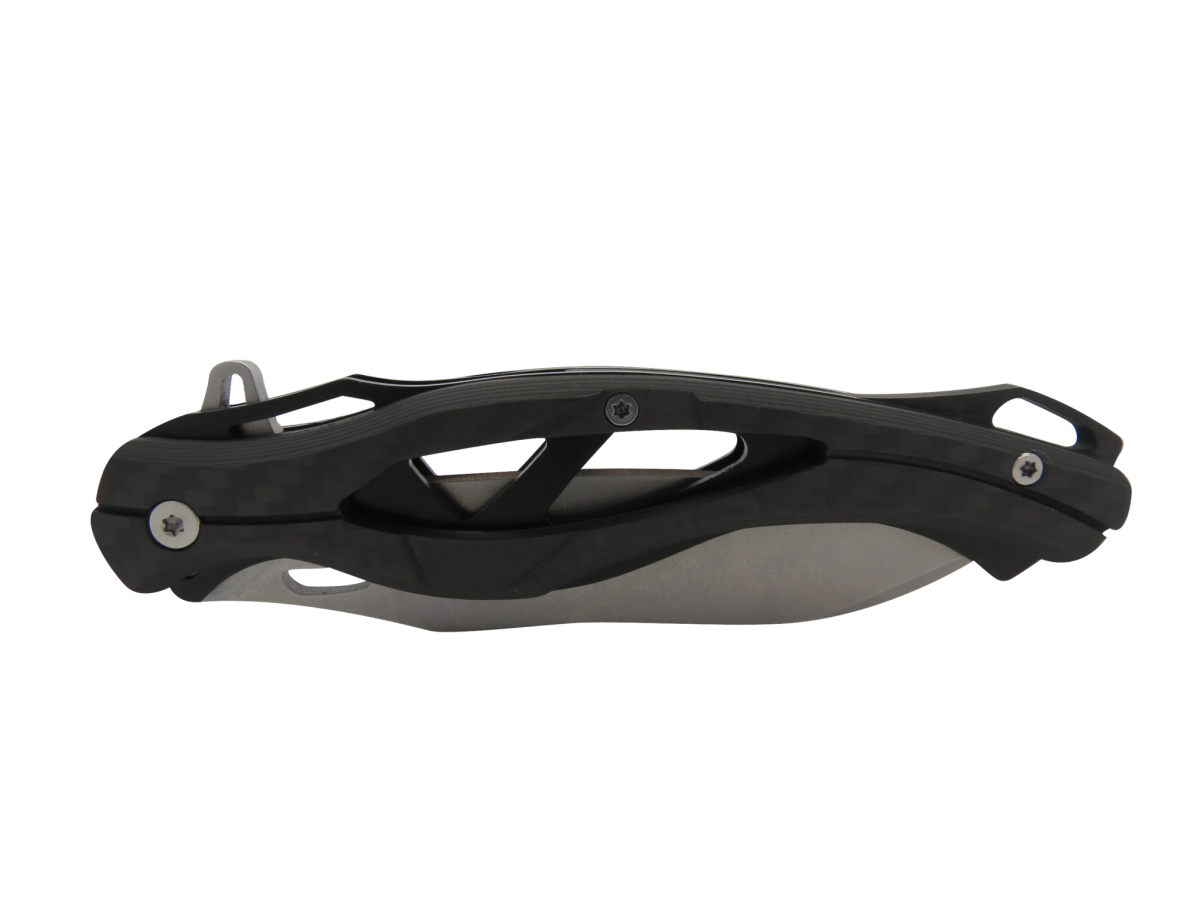 AR1890 Carbon Fiber Handle Stonewash Flipper Knife-Linerlock