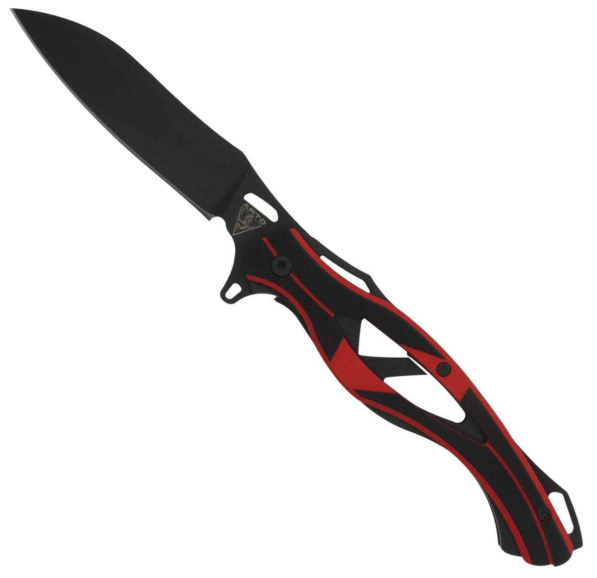 AR1890 Titanium Black &amp; Red G10 Handle Flipper Knife-Linerlock