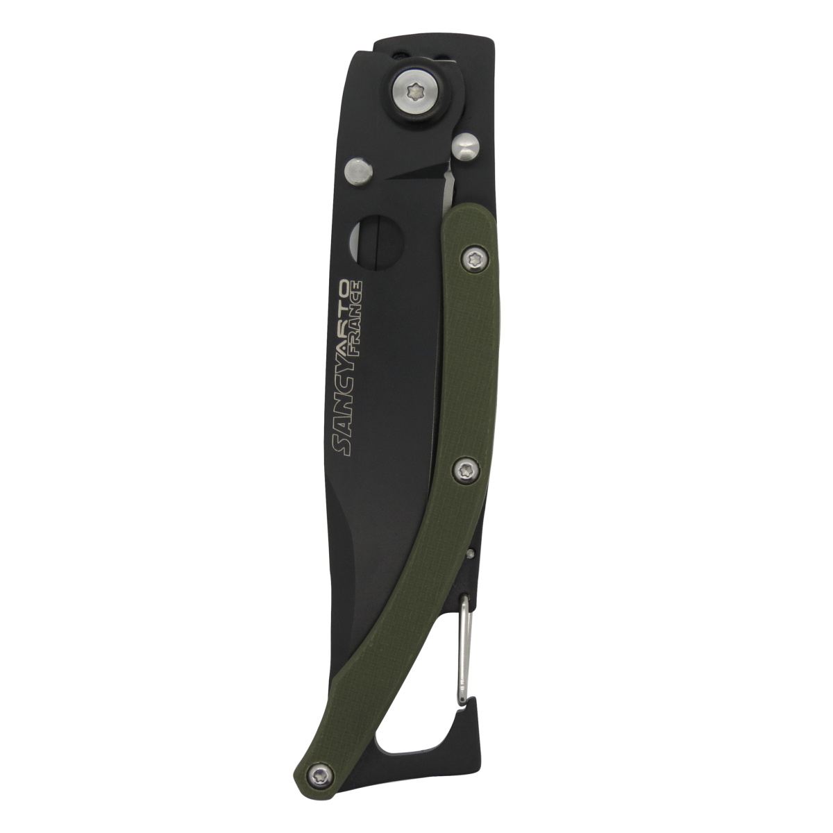 Alpin Titanium Kaki G10 Handle Ultralight Carabiner Folding Knife-Linerlock