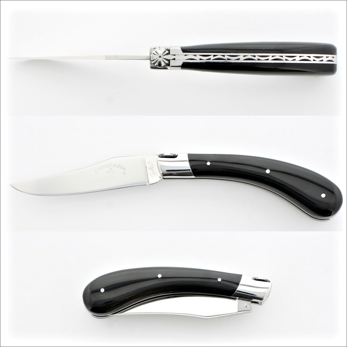 Capuchadou 12 cm Classic Folding Knife - Black Horn Tip
