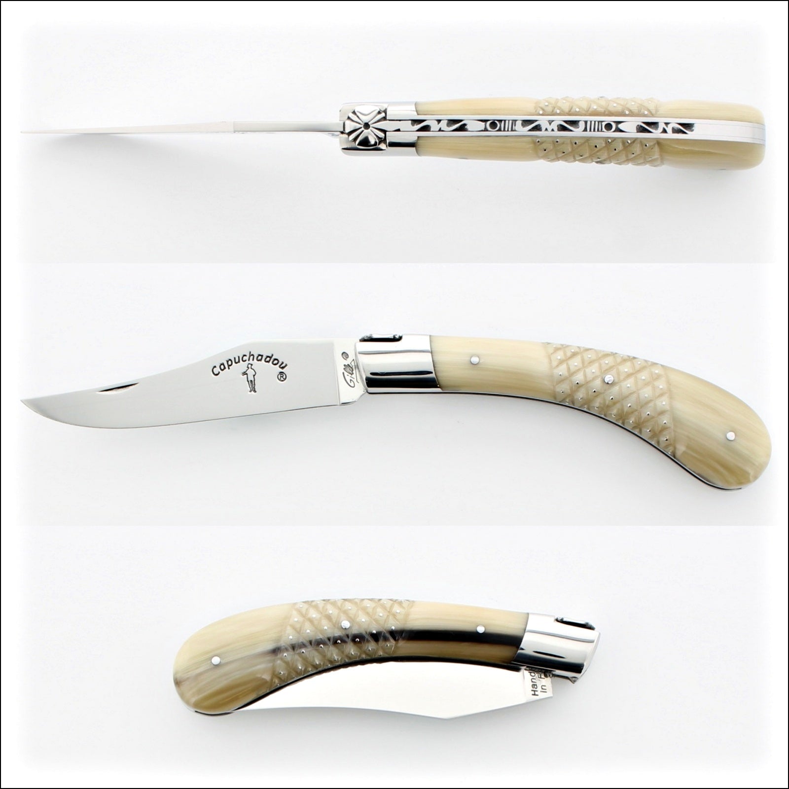 Capuchadou 12 cm Folding knife Studded Horn Tip