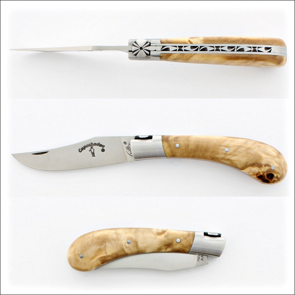 Capuchadou® 10 cm Classic Folding Knife Poplar Burl Handle