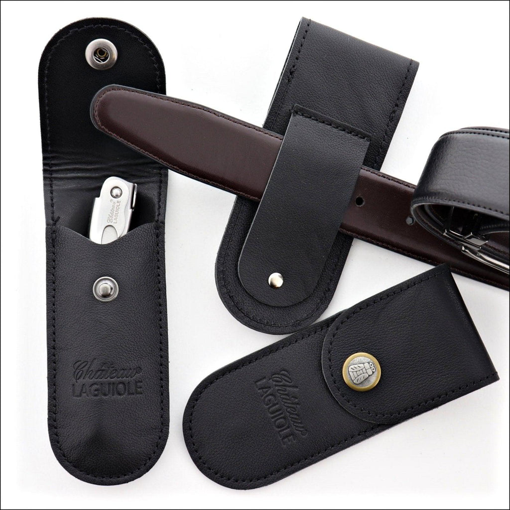 Chateau Laguiole レザーケース付き Chateau Laguiole Leather Belt Sheath - Laguiole Imports