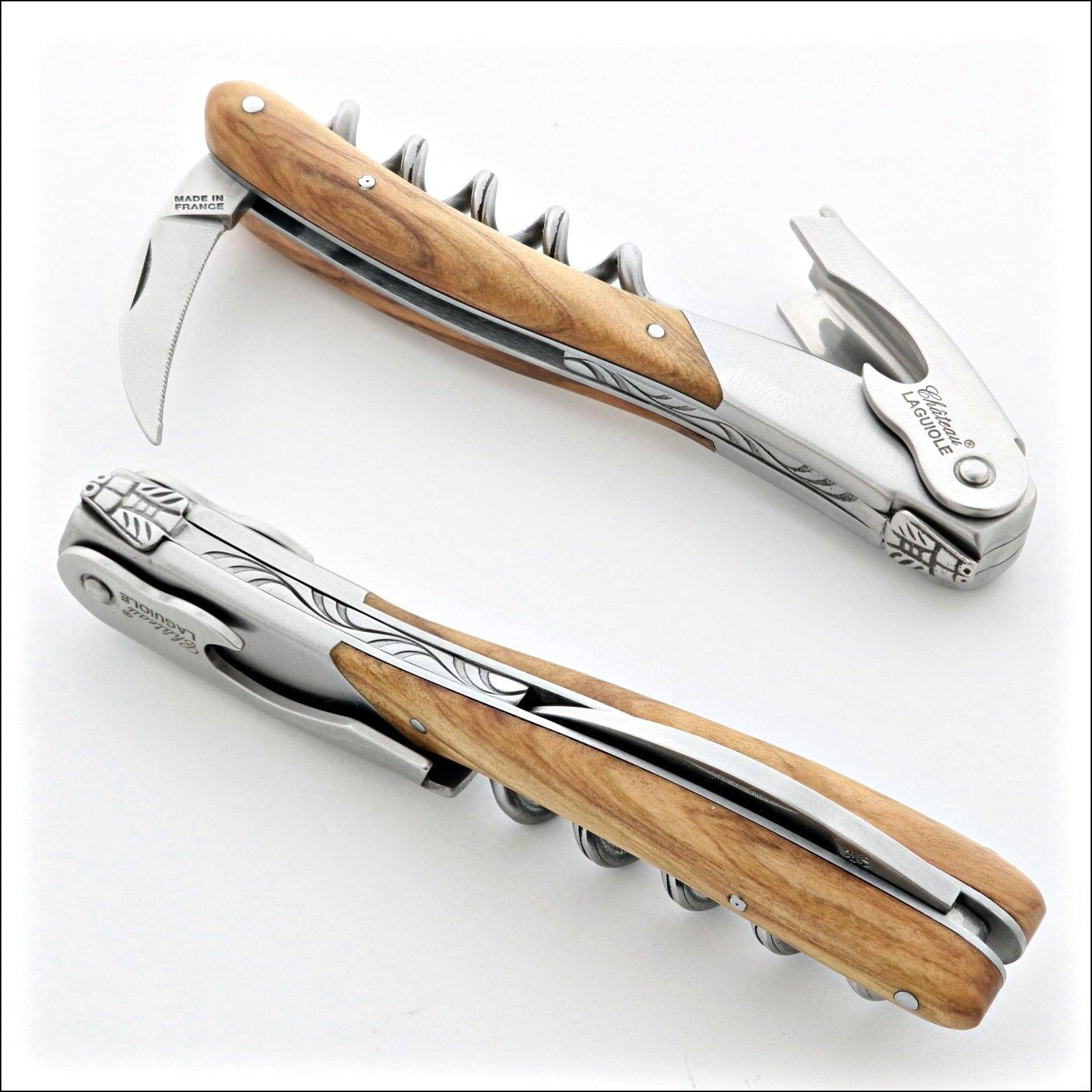 Chateau Laguiole Melchior Olive Wood Handle-Waiter Corkscrew