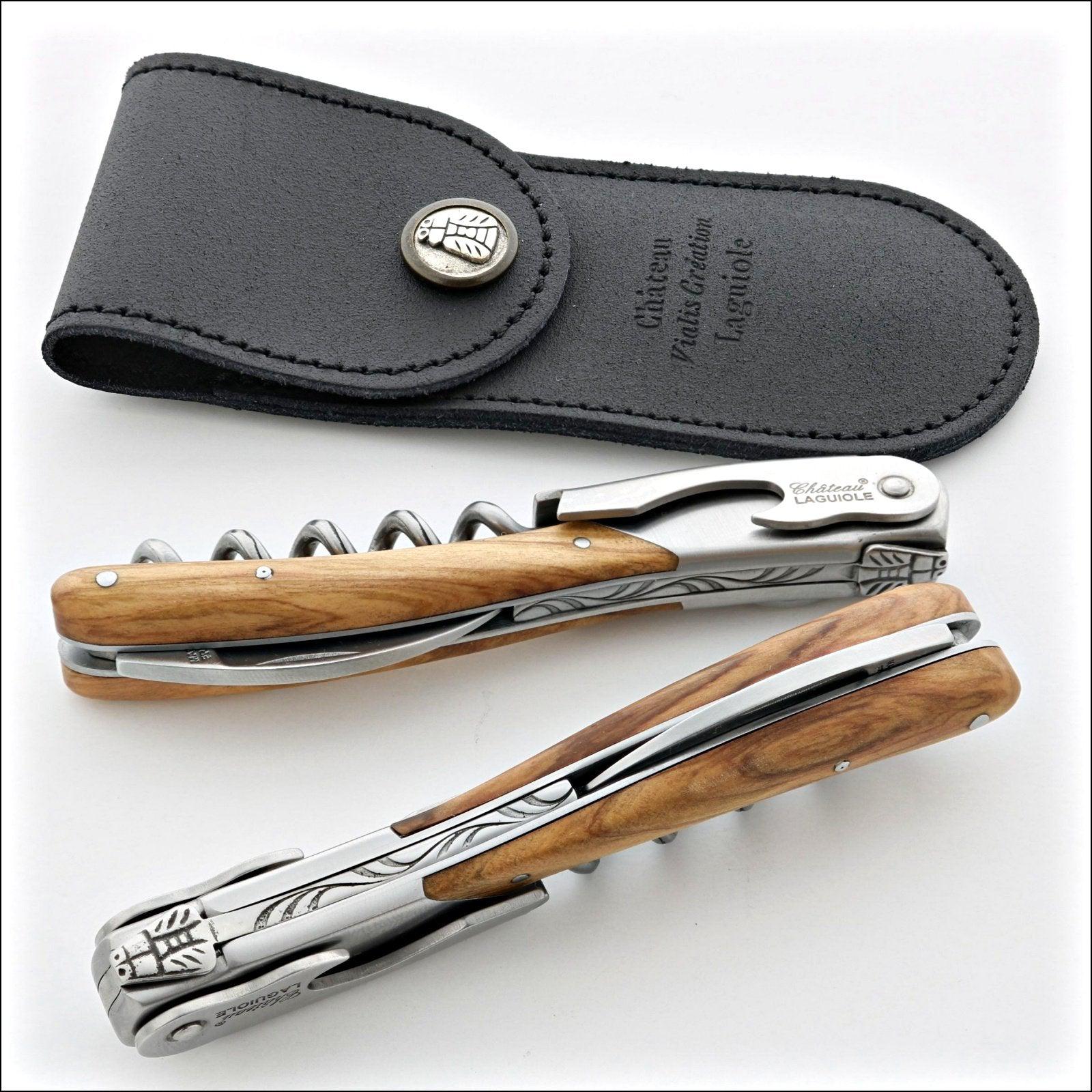 Chateau Laguiole Melchior Olive Wood Handle-Waiter Corkscrew