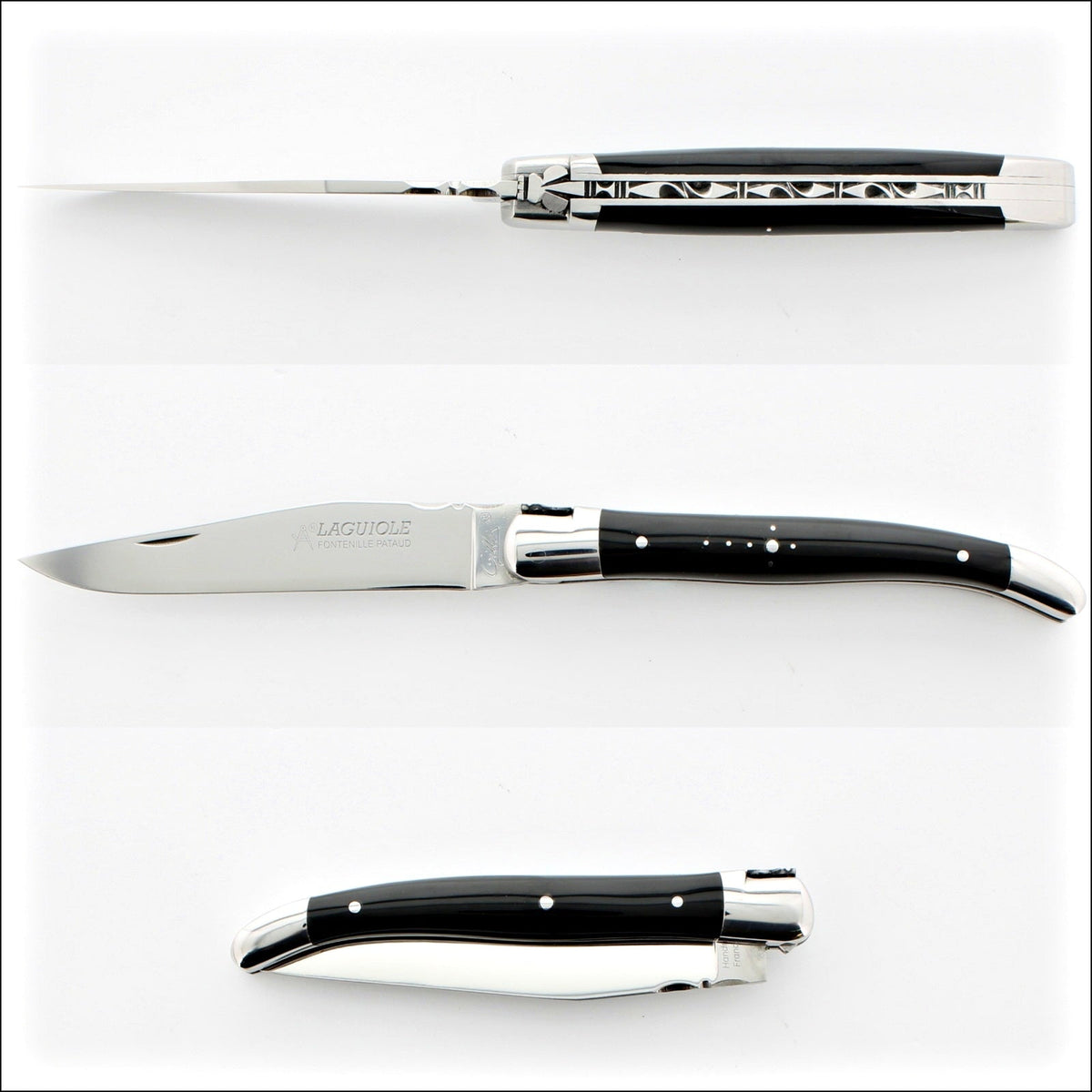 Classic Laguiole Knife 11 cm Black Horn Tip Handle