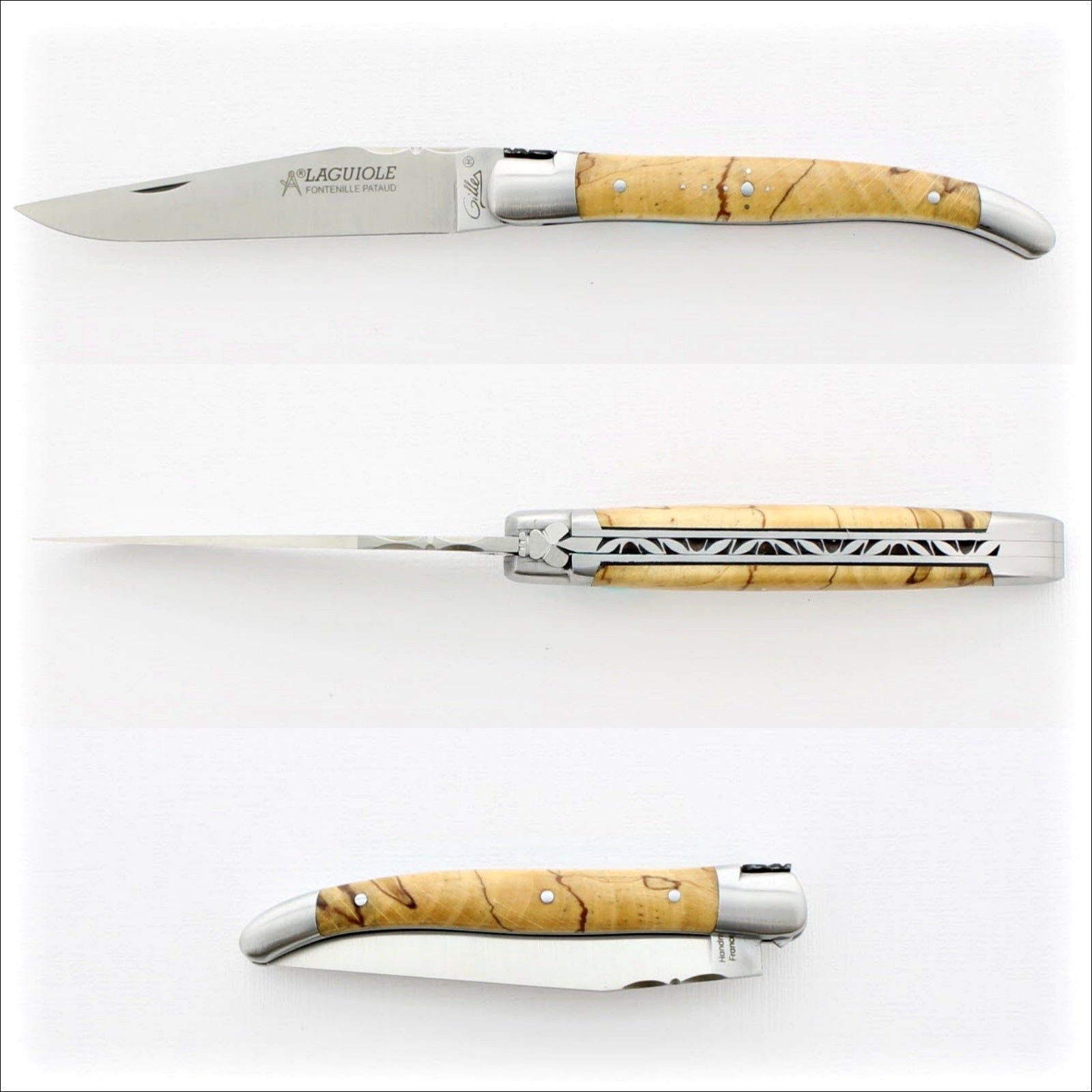 Classic Laguiole Knife 11 cm Burled Beech End Grain Corkscrew