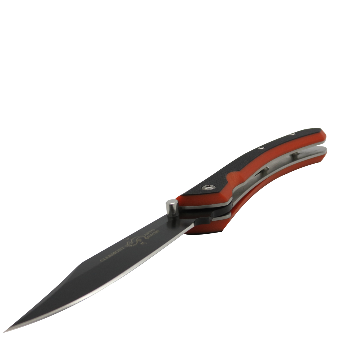 Clermont Titanium Black &amp; Orange G10 Handle Linerlock Folding Knife-Linerlock