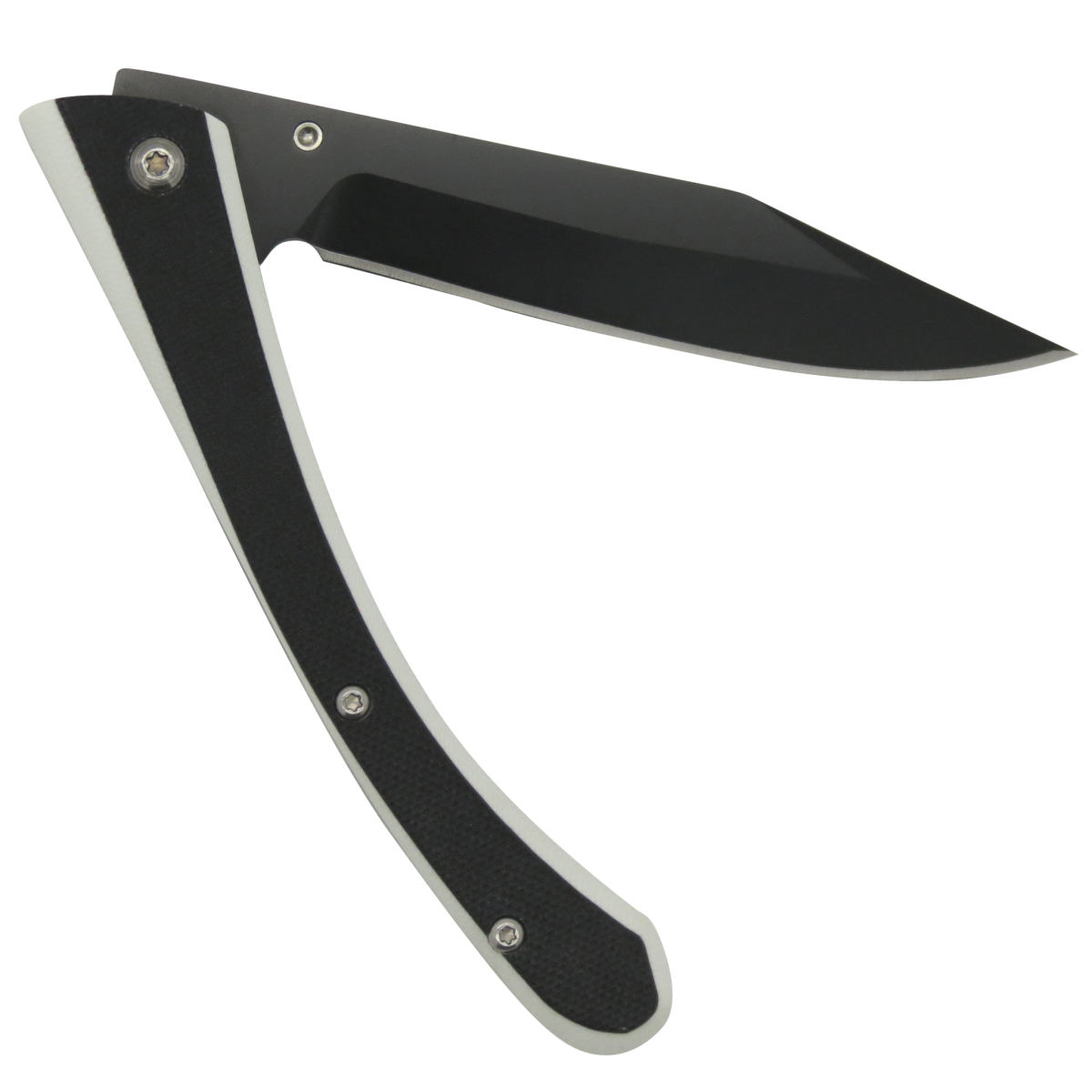 Clermont Titanium Black &amp; White G10 Handle Linerlock Folding Knife-Linerlock