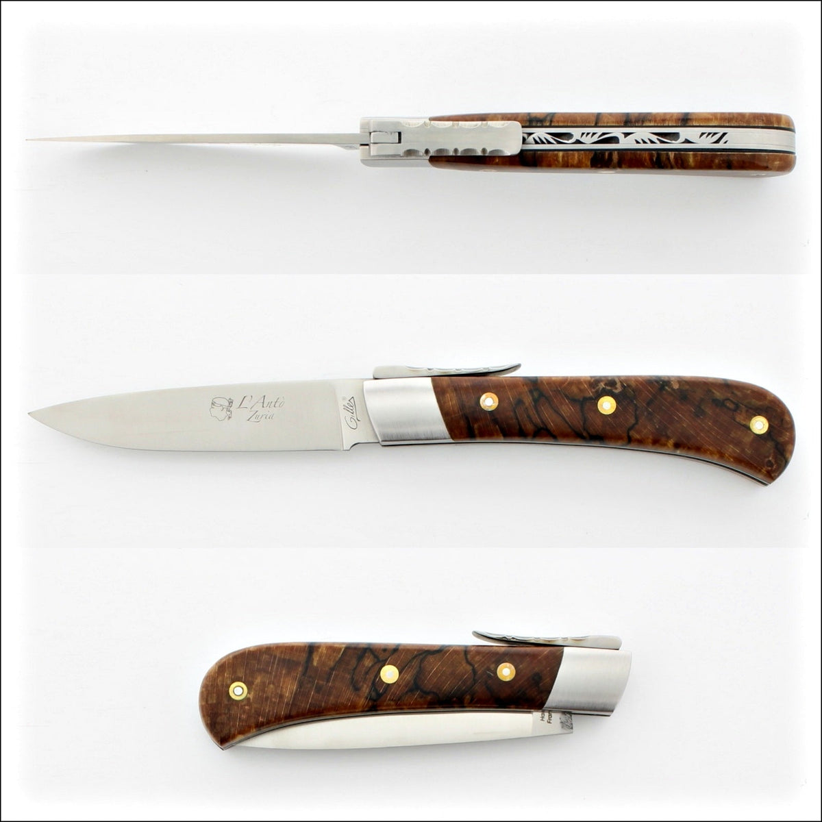 Corsican L&#39; Antò Pocket Knife Burled Beech End Grain