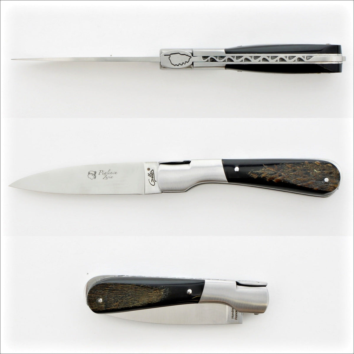 Corsican Pialincu Folding Knife Buffalo Bark Handle
