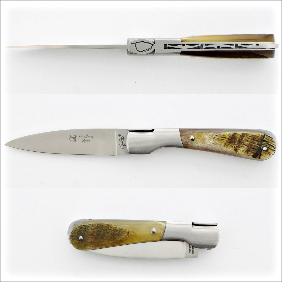 Corsican Pialincu Folding Knife Ram Horn Handle