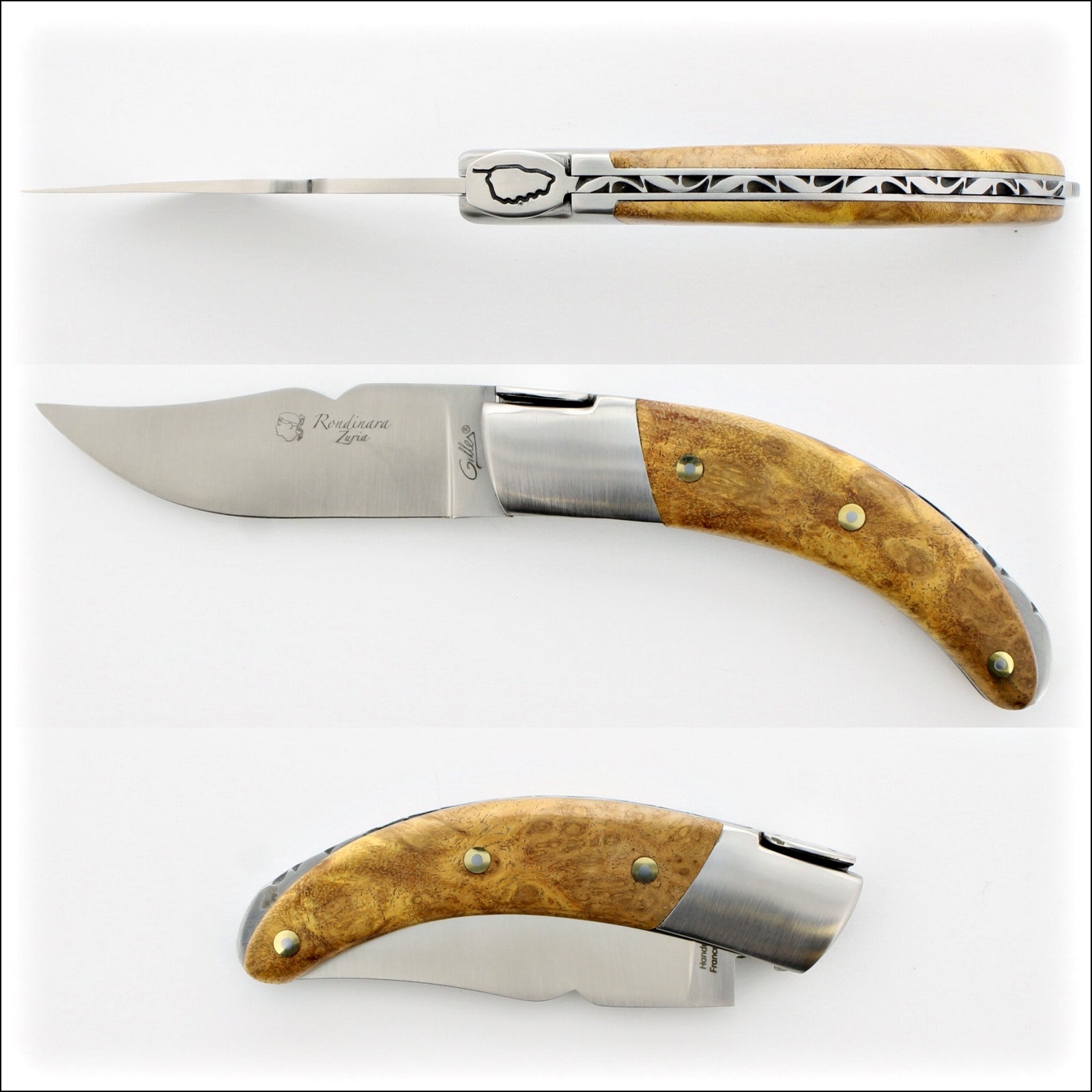 Corsican Rondinara Folding Knife - Amboyna Burl Handle
