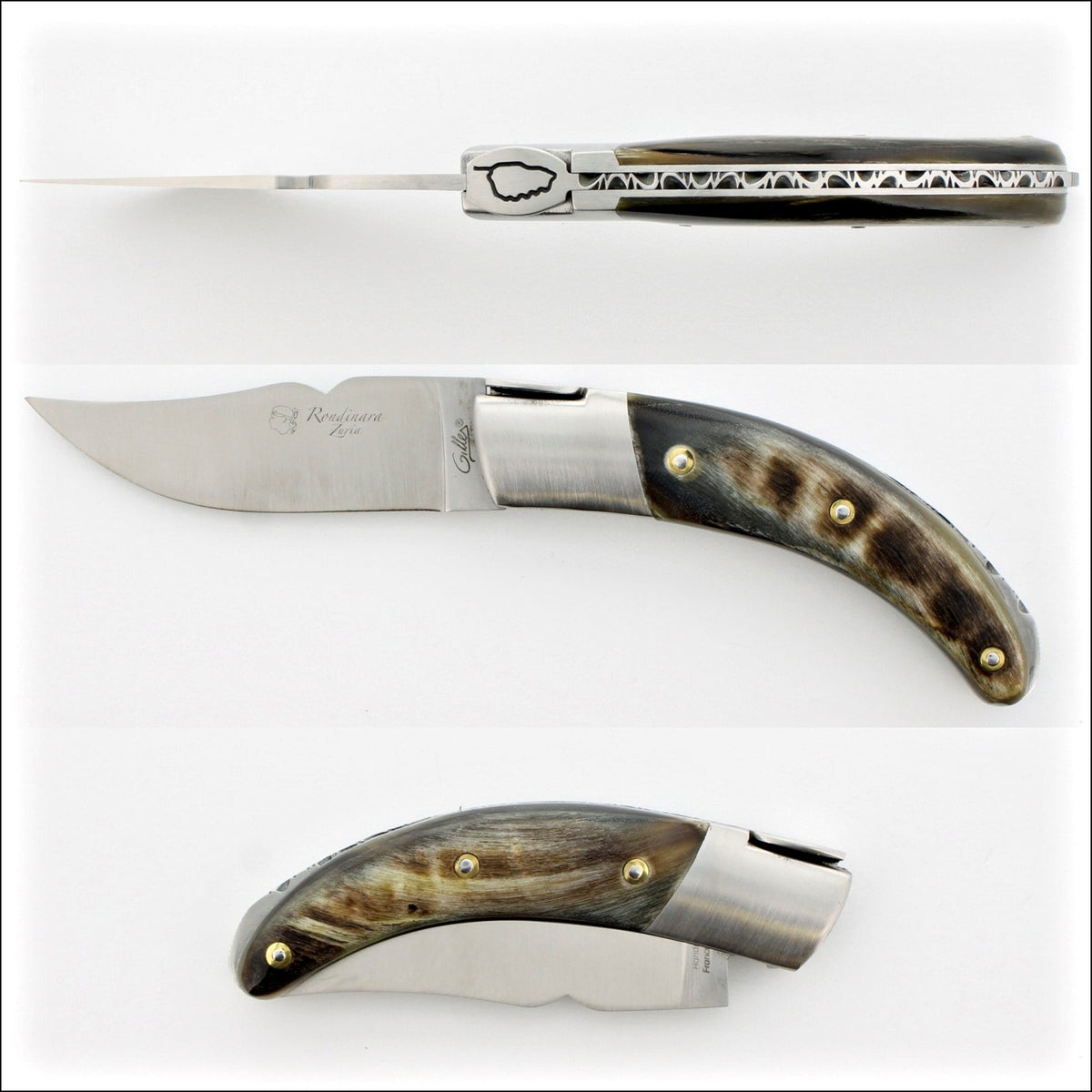 Corsican Rondinara Folding Knife - Dark Ram Horn Tip