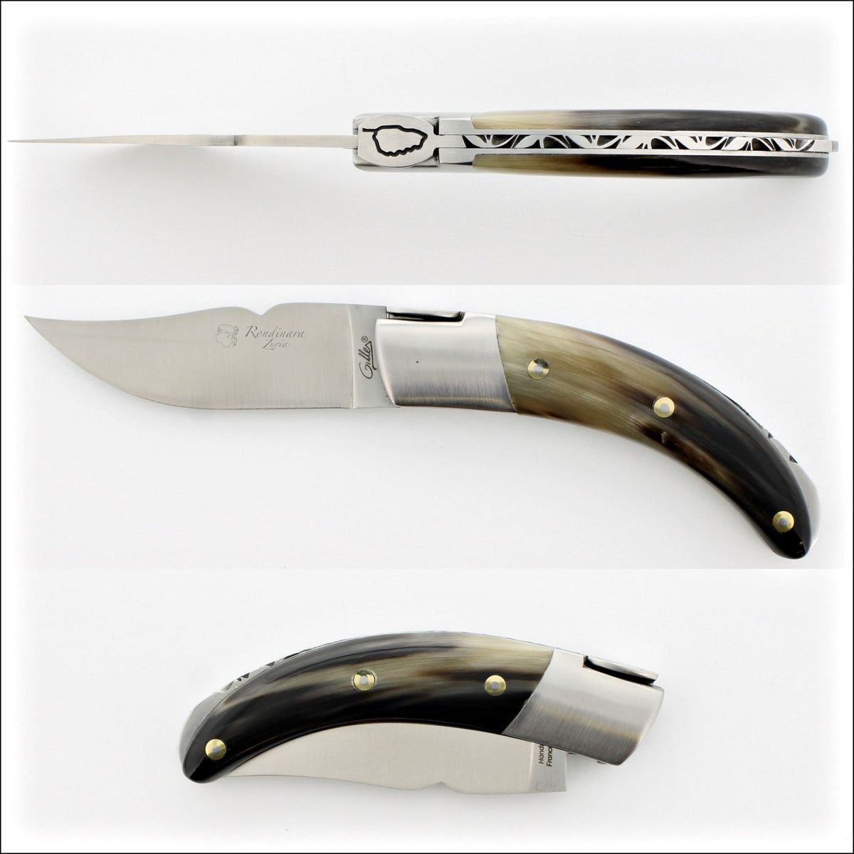 Corsican Rondinara Folding Knife - Flamed Horn Tip Handle