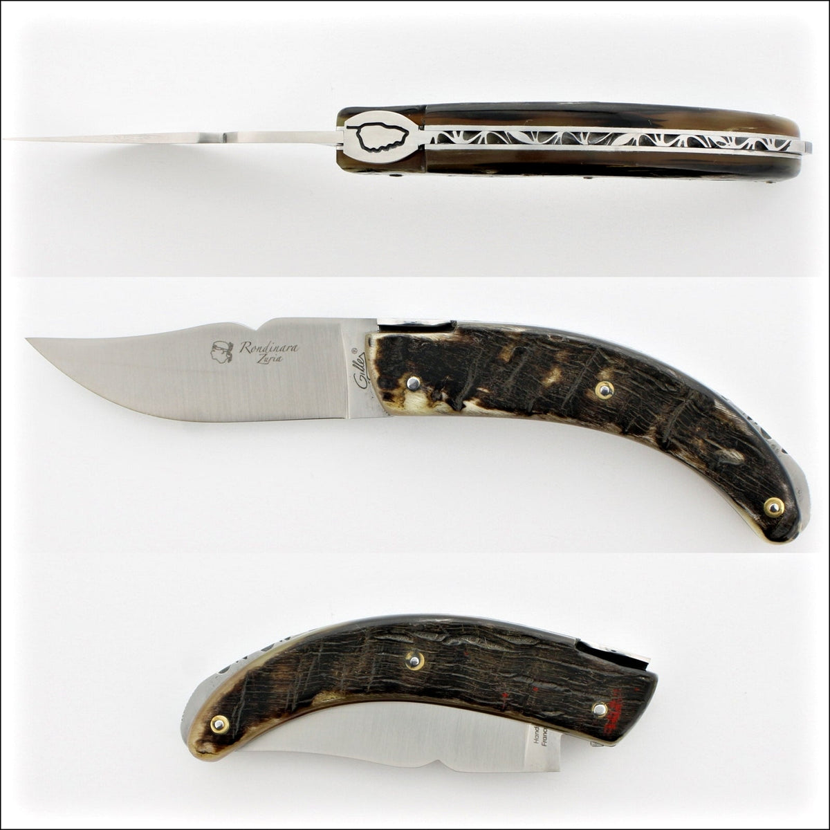 Corsican Rondinara Full Handle Folding Knife - Dark Ram Horn Tip