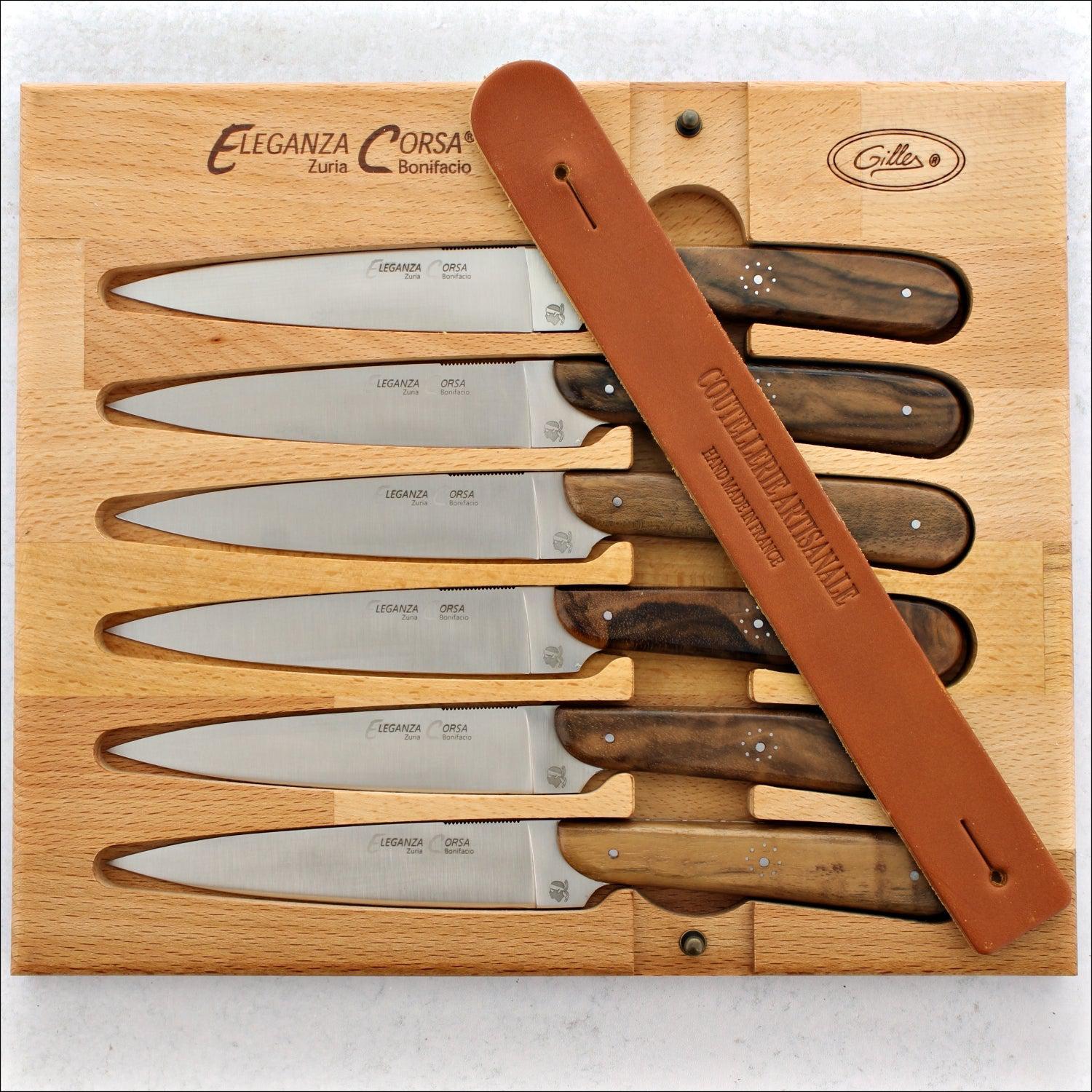 Eleganza Corsa Steak Knives - Burled Walnut - Set of 6