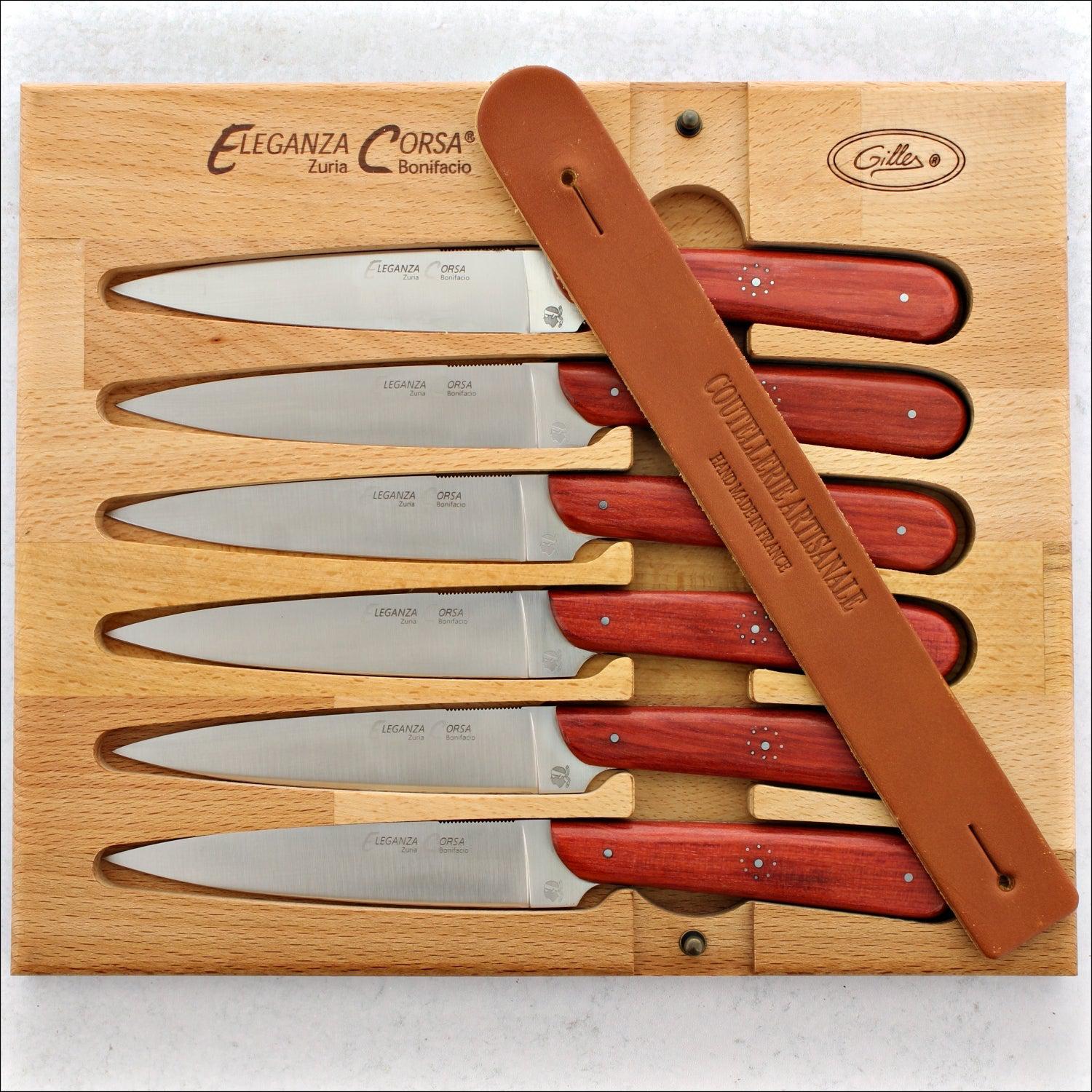 Eleganza Corsa Steak Knives - Rosewood - Set of 6 - Laguiole Imports