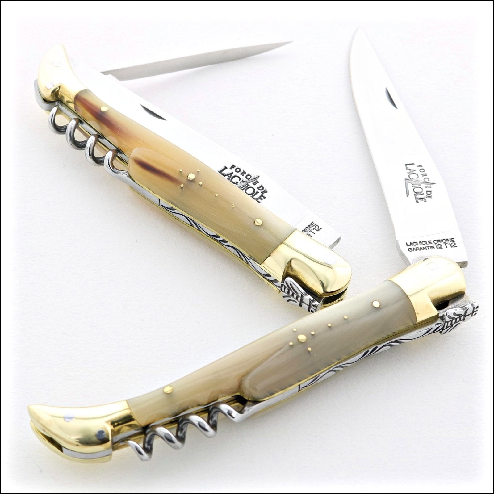 Forge de Laguiole Brass Tradition 12 cm Horn Tip with Awl