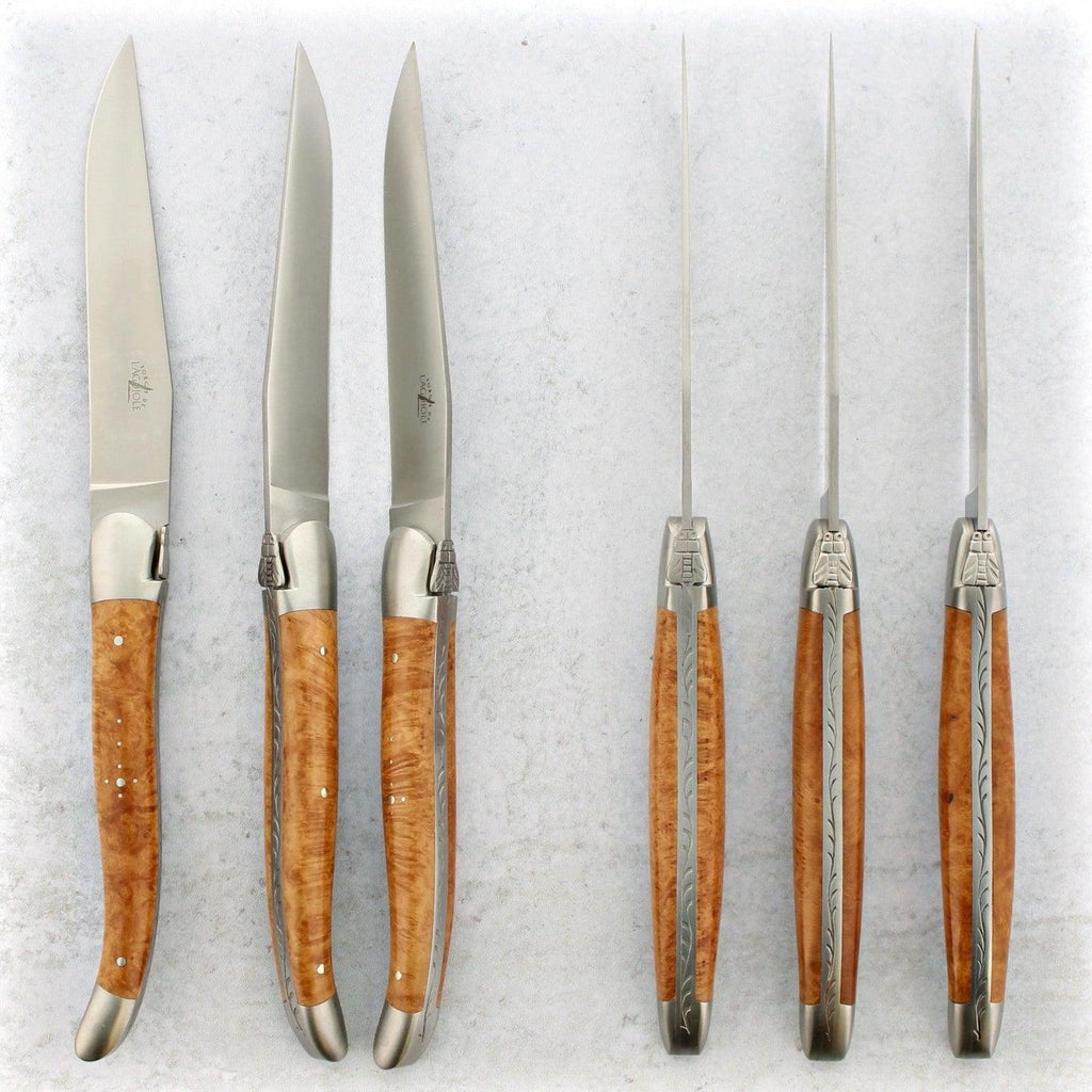 Forge de Laguiole Briarwood Steak Knives - Brushed - Laguiole Imports