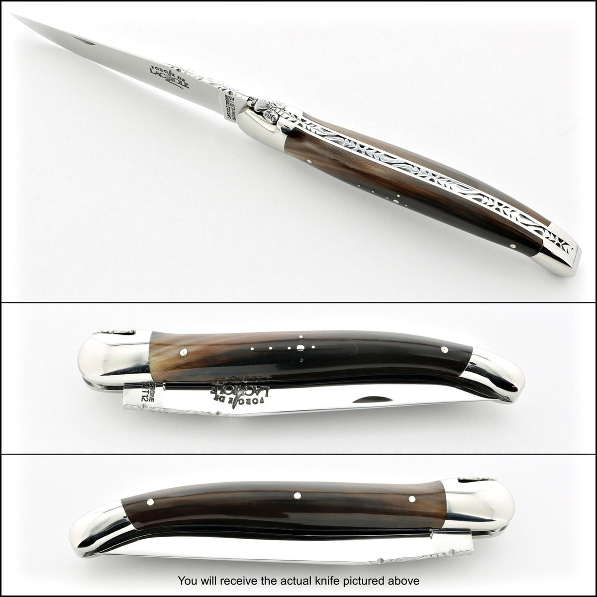 Forge de Laguiole Collection 12 cm Horn Tip &quot;One-of-a-Kind&quot; #39-POCKET KNIFE
