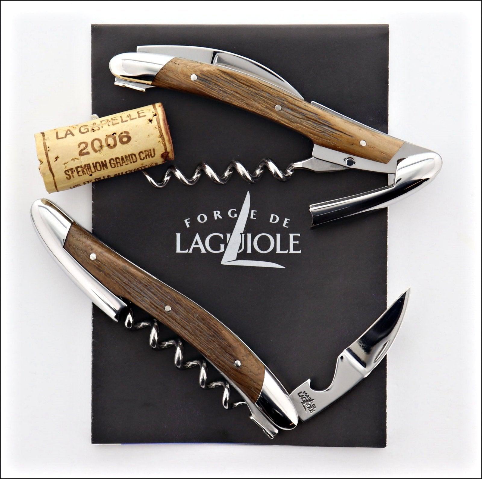 Forge de Laguiole Corkscrew 5000 Years Old Sub Fossilized Oak Bark- Shiny-Waiter Corkscrew