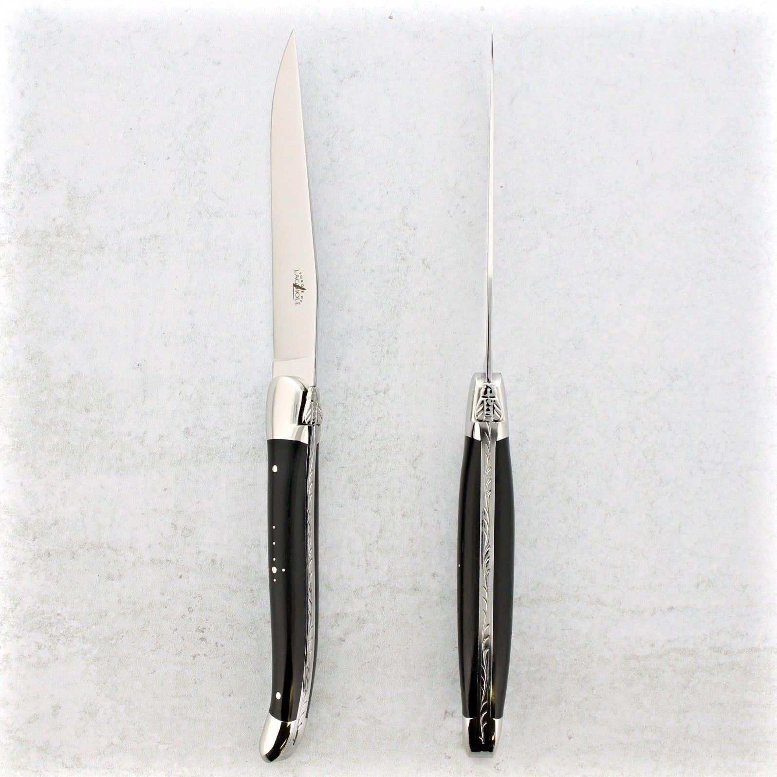 Forge de Laguiole Ebony Wood Steak Knives - Shiny
