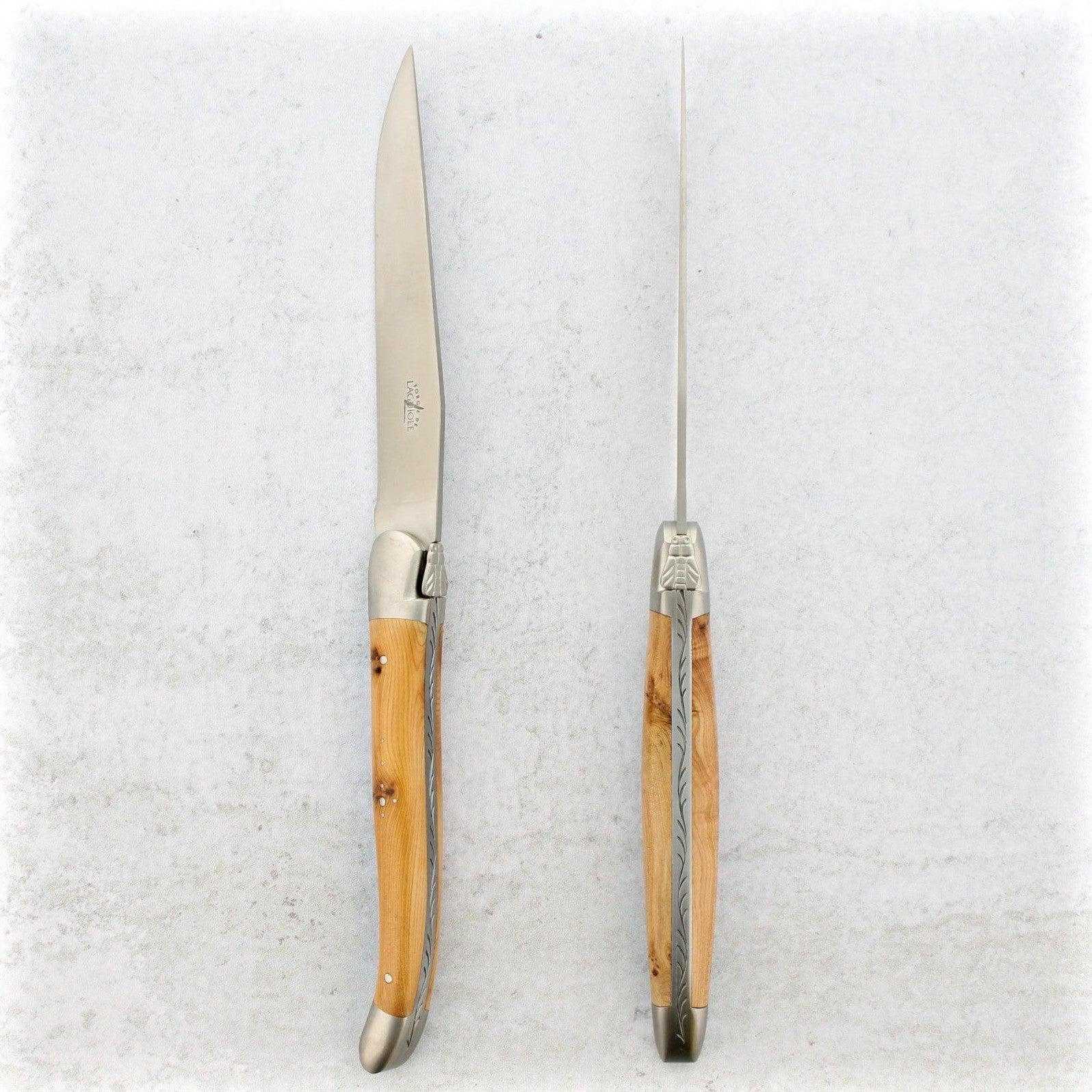 Forge de Laguiole Juniper Wood Steak Knives - Brushed