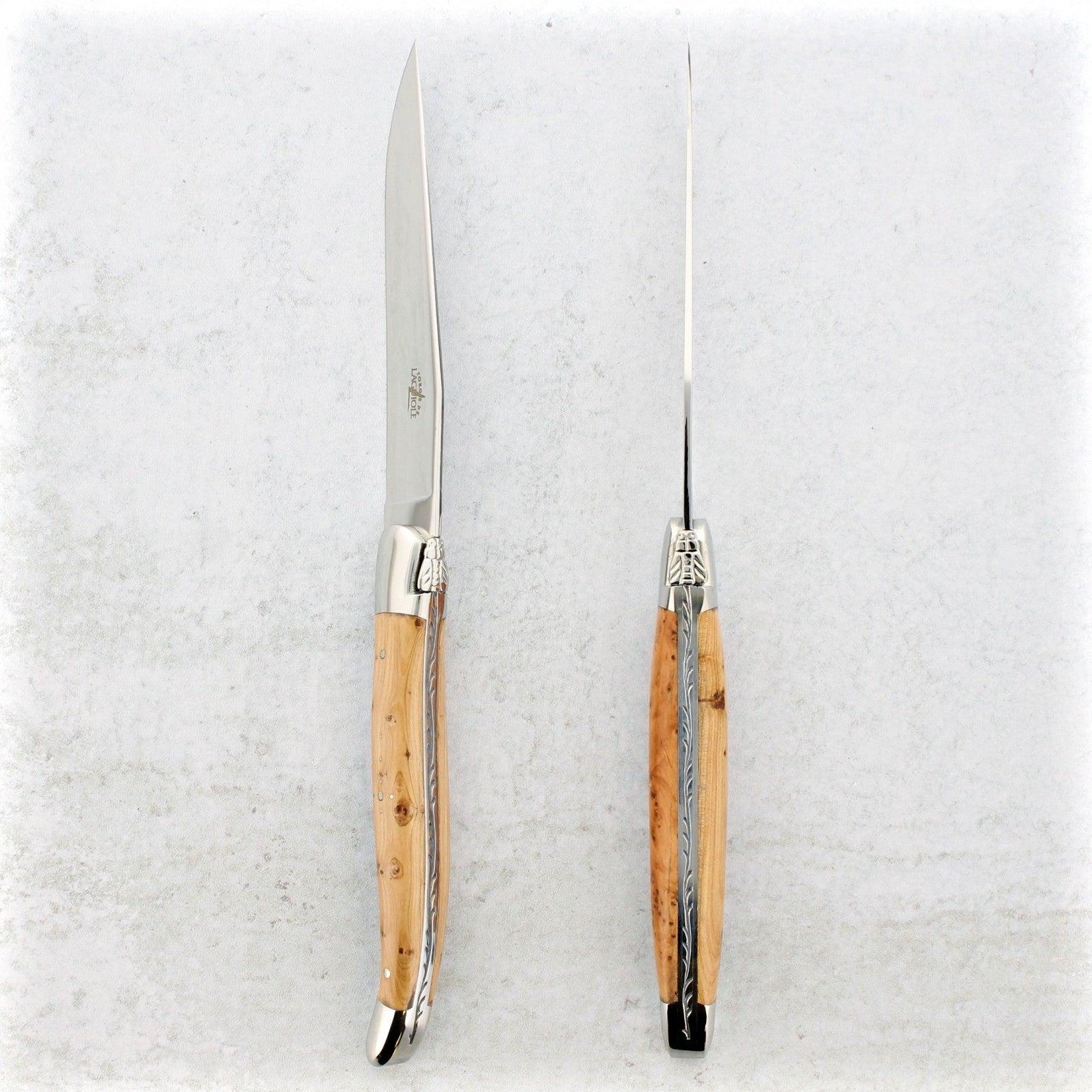 Forge de Laguiole Juniper Wood Steak Knives - Shiny