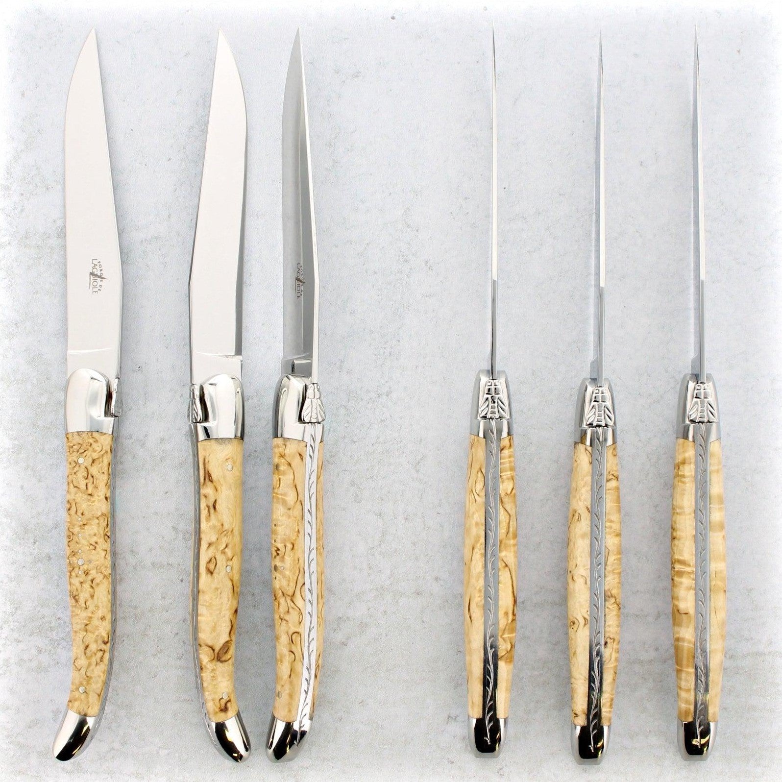 Forge de Laguiole Karelian Birch Steak Knives - Shiny