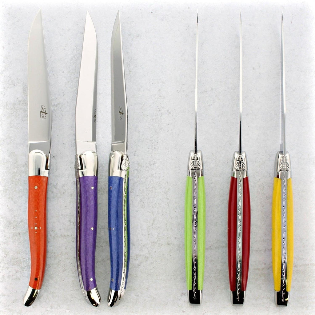 Forge de Laguiole Multicolor Steak Knives - Laguiole Imports