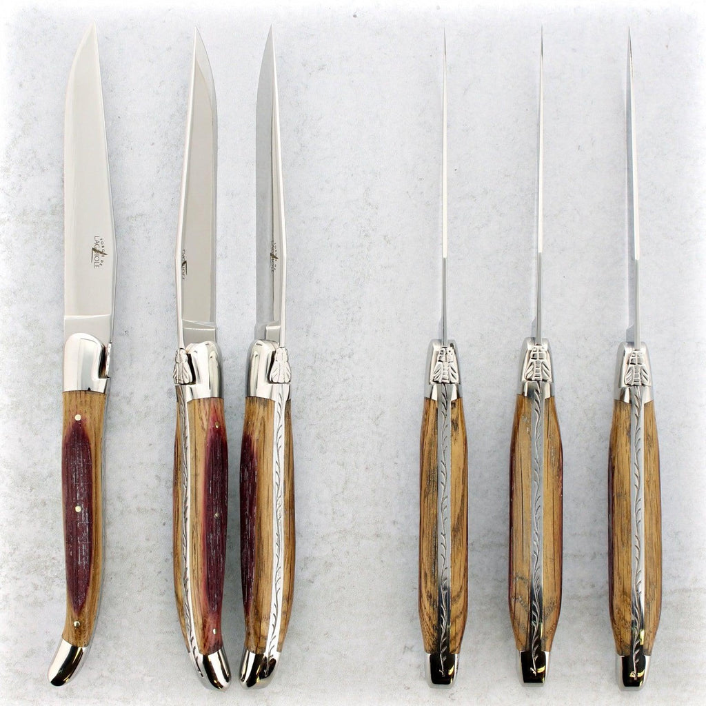 Forge de Laguiole Juniper Wood Steak Knives - Shiny