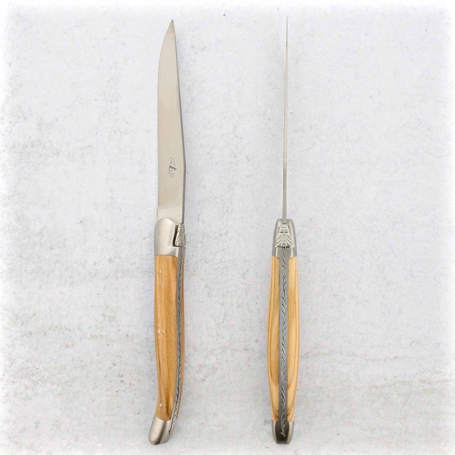 Forge de Laguiole Olive Wood Steak Knives - Brushed
